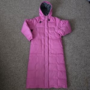 Brandon Thomas Women Pink Down Fill Coat LONG Quilted Puffer Jacket Hooded S